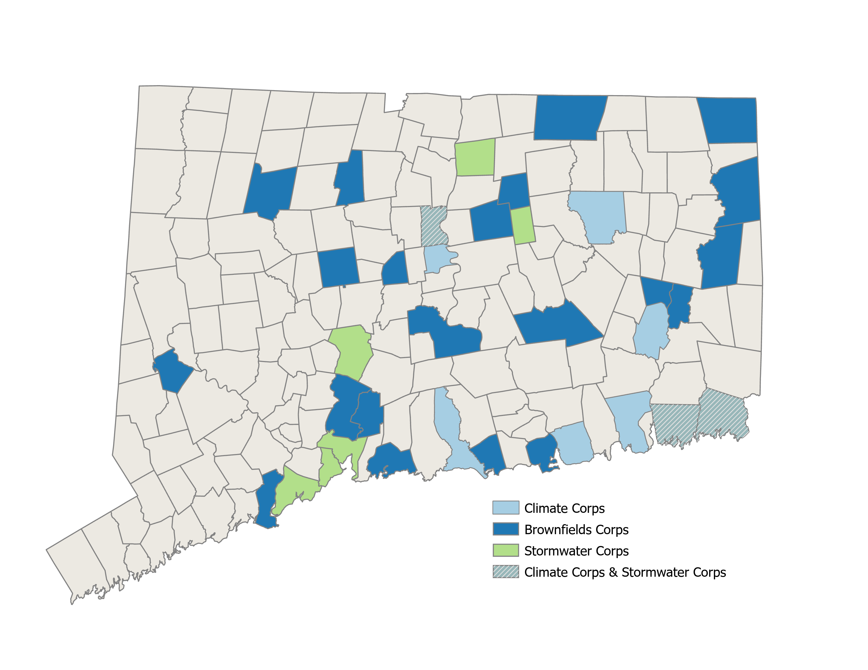 E-Corps participating towns map